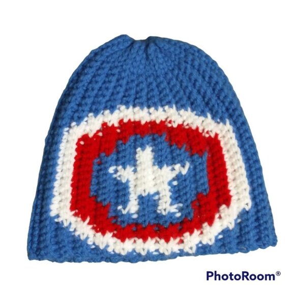 Handmade Marvel Captain America Knit Beanie Hat - Picture 1 of 5